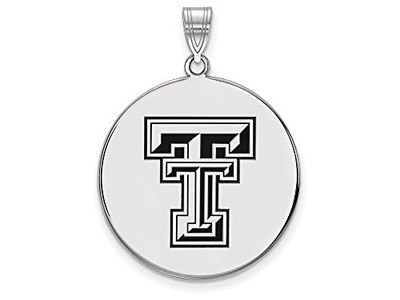 LogoArt SS078TXT Texas Tech Extra Large (1 Inch) Enamel Disc Pendant (Sterling Sliver)