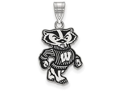 LogoArt SS096UWI Sterling Silver LogoArt University of Wisconsin Large Enamel Pendant