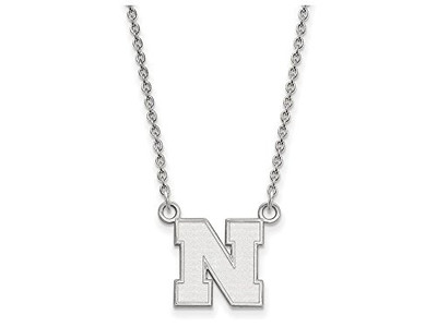 LogoArt SS073UNE-18 Nebraska Small (1/2 Inch) Pendant w/Necklace (Sterling Silver).