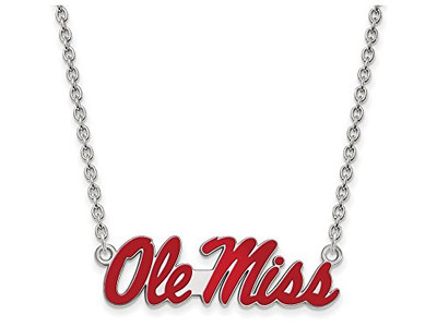 LogoArt SS079UMS-18 Mississippi Large (3/4 Inch) Enamel Pendant w/Necklace (Sterling Silver)