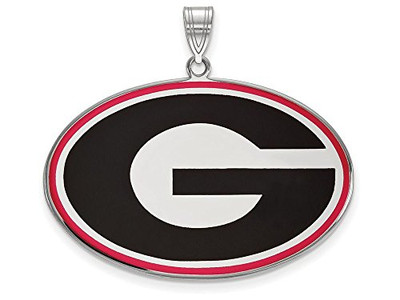 LogoArt SS082UGA Georgia Extra Large (1 Inch) Enamel Pendant (Sterling Silver)