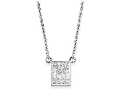 LogoArt SS064UMS-18 Sterling Silver LogoArt University of Mississippi Small Pendant w/Necklace
