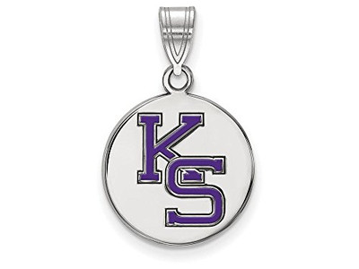 LogoArt SS072KSU Sterling Silver LogoArt Kansas State University Medium Enamel Disc Pendant