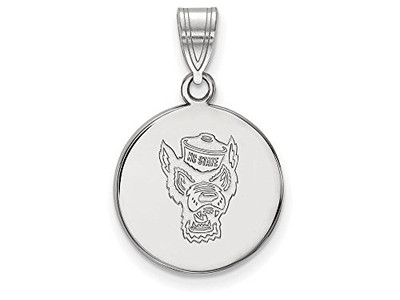 LogoArt SS071NCS Sterling Silver LogoArt North Carolina State University Medium Disc Pendant