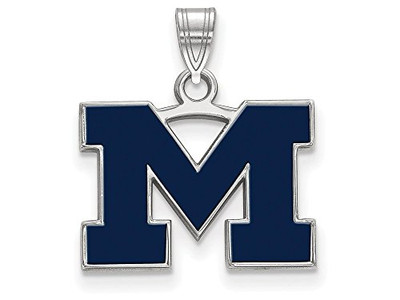 LogoArt SS061UM Sterling Silver LogoArt Michigan (Univ Of) Small Blue Enamel Pendant