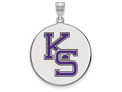 LogoArt SS073KSU Sterling Silver LogoArt Kansas State University Large Enamel Disc Pendant