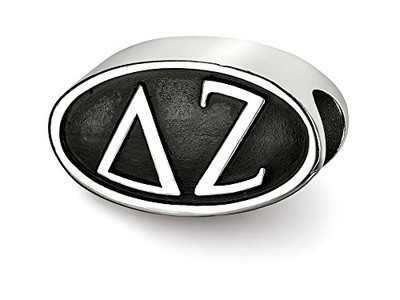 LogoArt DZ002BD-SS Sterling Silver 12.25mm Delta Zeta Oval Letters Bead Charm