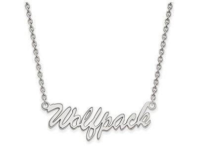 LogoArt SS069NCS-18 Sterling Silver LogoArt North Carolina State U Medium Pendant w/Necklace