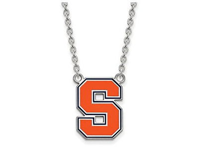 LogoArt SS051SYU-18 Sterling Silver LogoArt Syracuse University Large Enamel Pendant w/Necklace