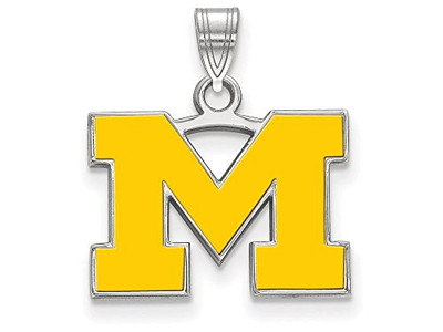 LogoArt SS028UM Sterling Silver LogoArt Michigan (Univ Of) Small Enamel Pendant