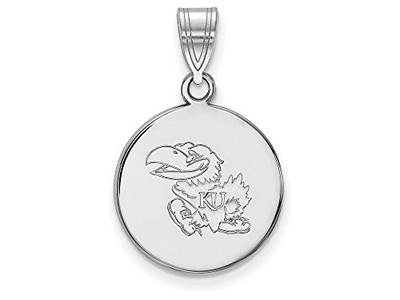 LogoArt SS035UKS Sterling Silver LogoArt University of Kansas Medium Disc Pendant