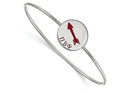 LogoArt SS048PBP-7 Sterling Silver LogoArt Pi Beta Phi Enameled Slip-on Bangle