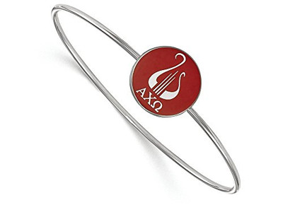 LogoArt SS049ACO-7 Sterling Silver LogoArt Alpha Chi Omega Enameled Slip-on Bangle