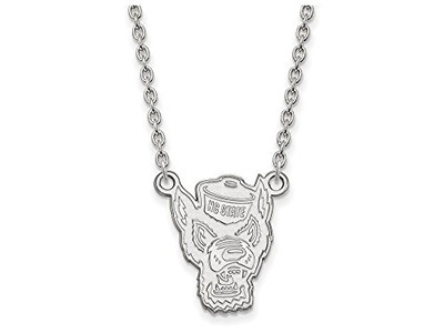 LogoArt SS057NCS-18 Sterling Silver LogoArt North Carolina State U Large Pendant w/Necklace