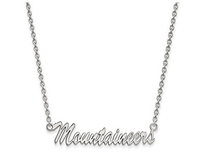 LogoArt SS053WVU-18 West Virginia Medium (5/8 Inch) Pendant w/Necklace (Sterling Silver).
