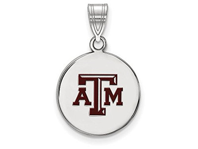 LogoArt SS034TAM Sterling Silver LogoArt Texas A&M University Medium Enamel Disc Pendant