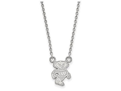 LogoArt SS054UWI-18 Wisconsin Small (1/2 Inch) Pendant w/Necklace (Sterling Silver).