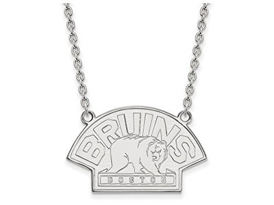 LogoArt SS042BRI-18 Boston Bruins Large (3/4 Inch) Pendant w/ Necklace (Sterling Silver)