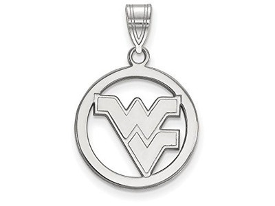 LogoArt SS033WVU West Virginia Small (1/2 Inch) Pendant in Circle (Sterling Silver)