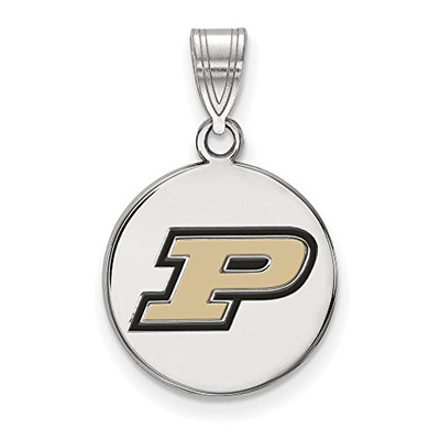 LogoArt SS033PU Purdue Medium (5/8 Inch) Enamel Disc Pendant (Sterling Sliver)