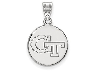 LogoArt SS033GT Sterling Silver LogoArt Georgia Institute of Technology Medium Disc Pendant