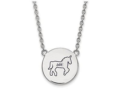 LogoArt SS045DPH-18 Sterling Silver LogoArt Delta Phi Epsilon Small Enl Pend w/Necklace
