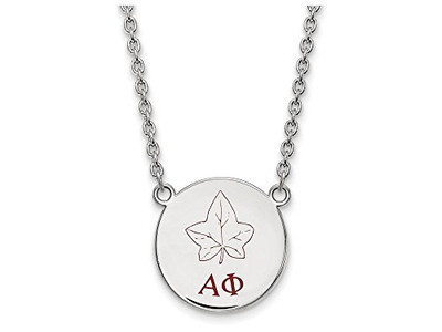LogoArt SS045APH-18 Alpha Phi Small Enameled Pendant w/Chain 18 Inch Chain