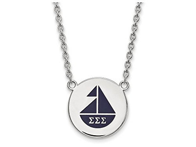 LogoArt SS045SSS-18 Sterling Silver LogoArt Sigma Sigma Sigma Small Enl Pend w/Necklace