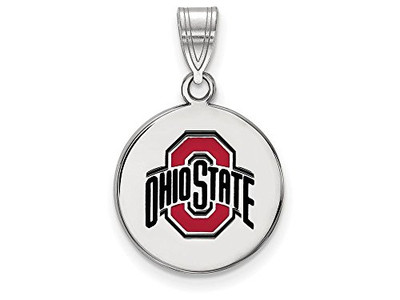 LogoArt SS041OSU Sterling Silver LogoArt Ohio State University Medium Enamel Disc Pendant