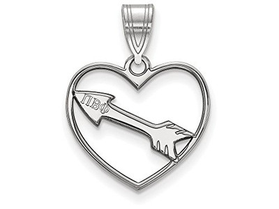 LogoArt SS040PBP Sterling Silver Pi Beta Phi Heart Pendant Chain Included
