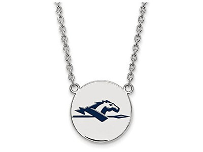 LogoArt SS023LOC-18 Sterling Silver LogoArt Longwood University Large Enamel Disc Necklace