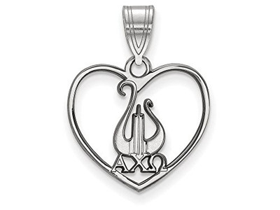 Sororities SS040ACO Sterling Silver LogoArt Alpha Chi Omega Heart Pendant