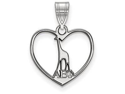 Sororities SS040AEP Sterling Silver LogoArt Alpha Epsilon Phi Heart Pendant