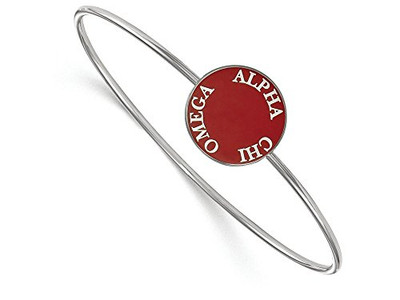 LogoArt SS022ACO-7 Sterling Silver LogoArt Alpha Chi Omega Enameled Slip-on Bangle