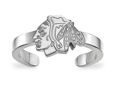 LogoArt SS026BLA Sterling Silver NHL LogoArt Chicago Blackhawks Toe Ring