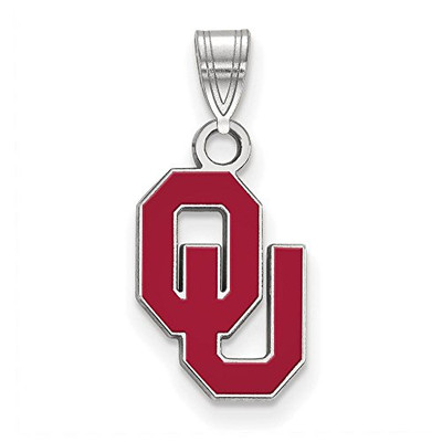 LogoArt SS030UOK Oklahoma Small (1/2 Inch) Enamel Pendant (Sterling Silver).