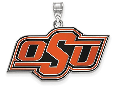 LogoArt SS031OKS Sterling Silver LogoArt Oklahoma State University Large Enamel Pendant