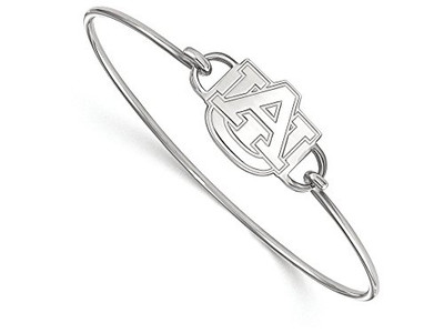 LogoArt SS022AU-7 Sterling Silver LogoArt Auburn University Small Ctr Wire Bangle