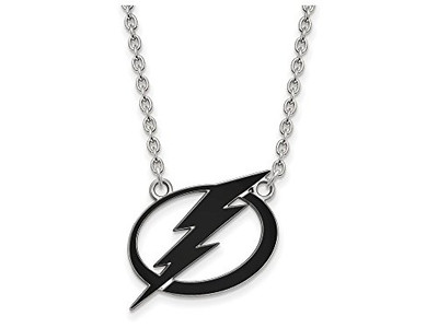 LogoArt SS039LIG-18 Tampa Bay Ligtning Large (3/4 Inch) Enamel Pendant w/Necklace (Sterling Silver)