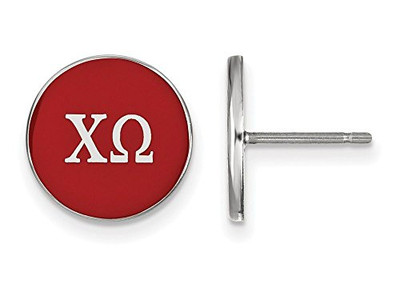 LogoArt SS031CHO Sterling Silver LogoArt Chi Omega Enameled Post Earringss