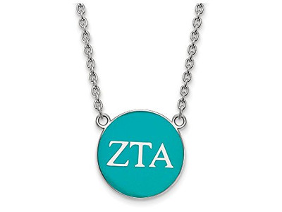 LogoArt SS030ZTA-18 Sterling Silver LogoArt Zeta Tau Alpha Small Enl Pend w/Necklace