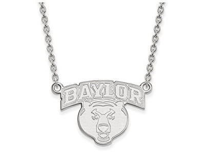 LogoArt SS031BU-18 Sterling Silver LogoArt Baylor University Large Pendant w/Necklace