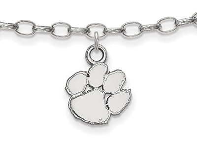 LogoArt SS030CU Sterling Silver LogoArt Clemson University Anklet