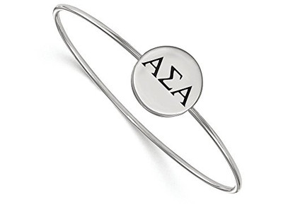 LogoArt SS025ASI-7 Sterling Silver LogoArt Alpha Sigma Alpha Enameled Slip-on Bangle