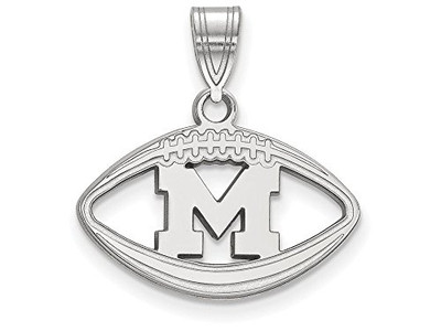LogoArt SS019UM Sterling Silver LogoArt Michigan (Univ Of) Pendant in Football