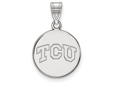 LogoArt SS037TCU Sterling Silver LogoArt Texas Christian University Medium Disc Pendant