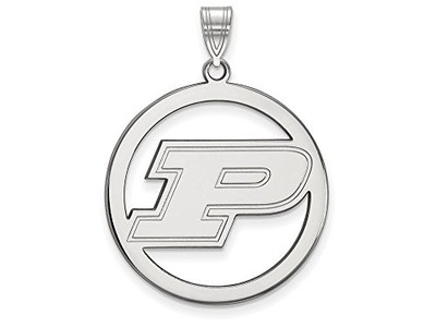 LogoArt SS029PU Purdue Large (3/4 Inch) Pendant in Circle (Sterling Silver).