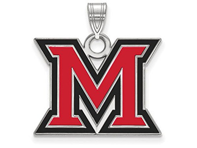 LogoArt SS017MU Sterling Silver LogoArt Miami University Large Enamel Pendant