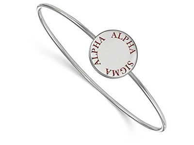 LogoArt SS021ASI-7 Sterling Silver LogoArt Alpha Sigma Alpha Enameled Slip-on Bangle