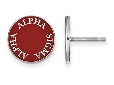 LogoArt SS019ASI Sterling Silver LogoArt Alpha Sigma Alpha Enameled Post Earringss